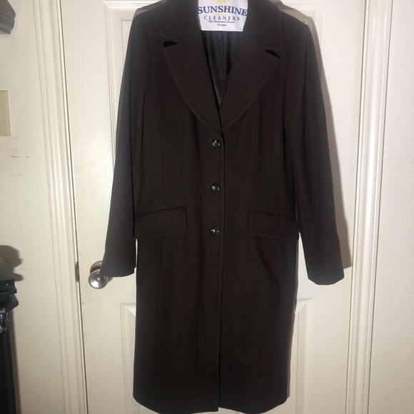 Brown Merona removable faux fur collar coat. Sz M. - Picture 3 of 8